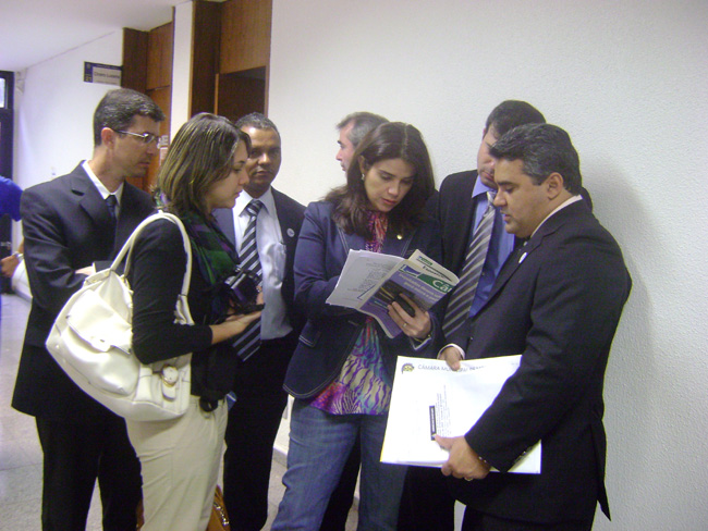Vereadores com a deputada federal Aline Corrêa e outros participantes da audiência em Brasília